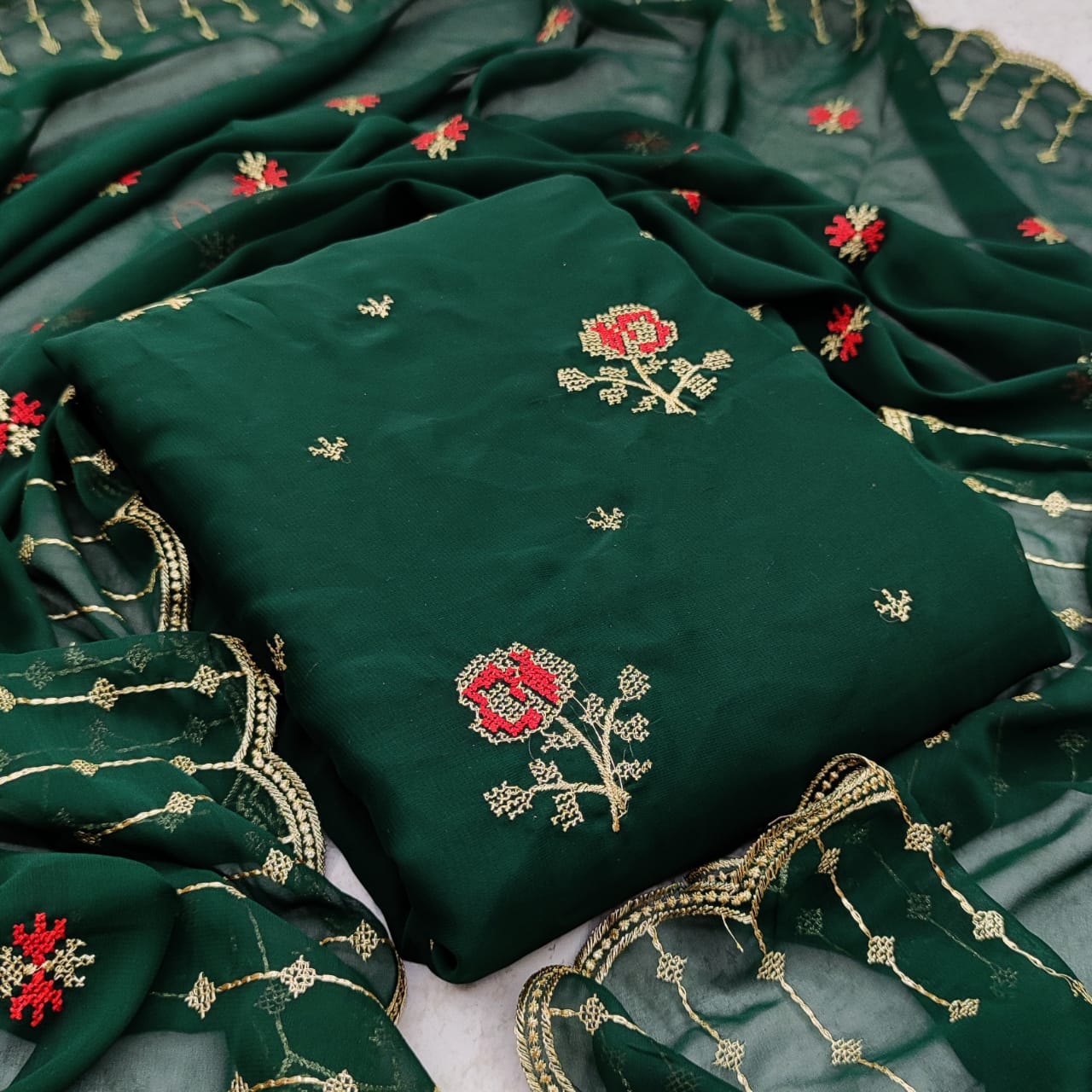 Gng 41073 Latest Fancy Designer Festive Wear Georgette Dress Material Collection